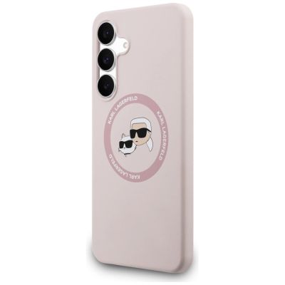 2. Etui Karl Lagerfeld Silicone Karl & Choupette Heads MagSafe na Samsung Galaxy S25 FE - różowe