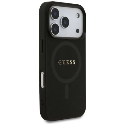 4. Etui Guess Saffiano Classic Logo MagSafe na iPhone 17 Pro - czarne