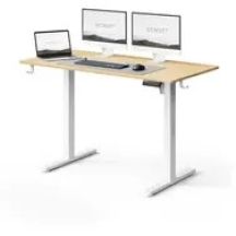 SENSE7 NOJO LIGHT Stół roboczy sosna biała / wysokość regulowana elektrycznie / 120 x 60 cm / nośność 70 kg