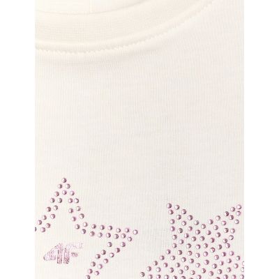 9. T-shirt regular z nadrukiem dziewczęcy 4F 4FJRSS26TTSHF3455-11S