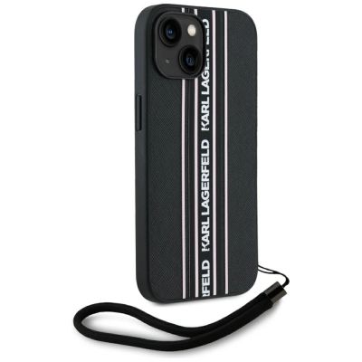 3. Etui Karl Lagerfeld Saffiano Athleisure Stripes Cord na iPhone 15 - różowe