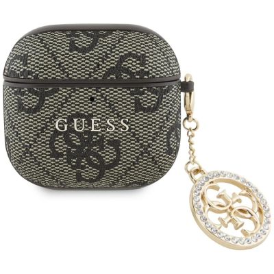 Etui Guess 4G Strass Charm na AirPods 4 - brązowe