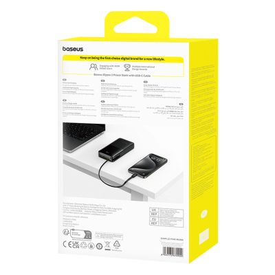 7. Powerbank Baseus Bipow 2 20000mah 20W z cyfrowym wyświetlaczem z wbudowanym kablem USB-C - czarny