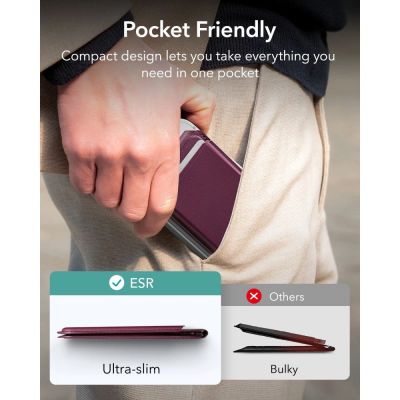 8. Portfel magnetyczny ESR Classic RFID Magnetic MagSafe - dark cherry