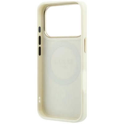 7. Etui Guess Peony 4G Small Logo MagSafe na iPhone 17 Pro / 18 Pro - beżowe