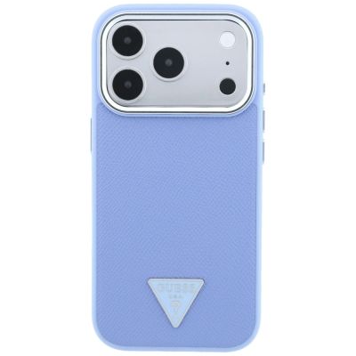 3. Etui Guess Grained Triangle Logo MagSafe na iPhone 18 Pro Max / 17 Pro Max - niebieskie