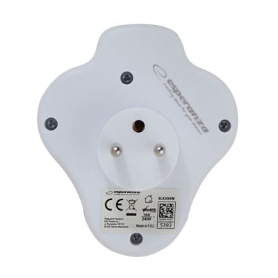 4. ESPERANZA ROZGAŁĘŹNIK ELEKTRYCZNY 3 GNIAZDA Z WYŁĄCZNIKIEM BIAŁY ELK304W
