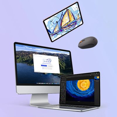 14. Myszka bezprzewodowa Baseus F01B 2.4GHz + Bluetooth 3.0 + 5.0 - szara