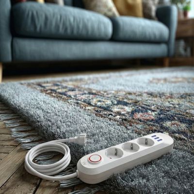 13. MACLEAN LISTWA ZASILAJĄCA, PRZEDŁUŻACZ 3 GNIAZDA + 3XUSB, 110-240V AC 50/60HZ, 2.1A MAX 2500W, 1,5M, BIAŁA MCE394 W