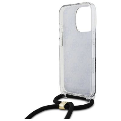 6. Etui Guess Crossbody Cord 4G Print ze smyczą na iPhone 16 Pro - czarne