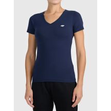 T-shirt basic z dekoltem typu serek damski 4F 4FWMM00TTSHF3307-31S