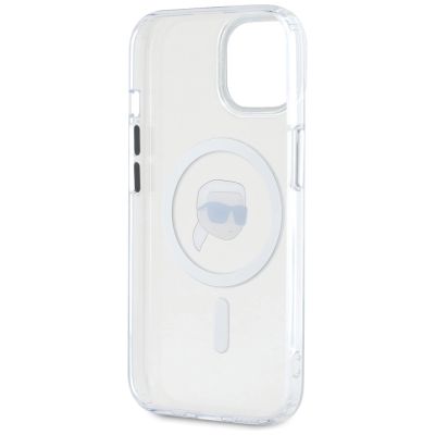 7. Etui Karl Lagerfeld IML Metal Karl Head MagSafe do iPhone 15 biały
