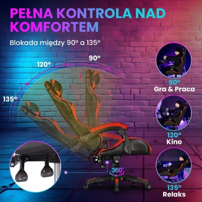 3. Extralink Gaming | Fotel gamingowy | biurowy, obrotowy, kubełkowy, czarno-czerwony, G-522