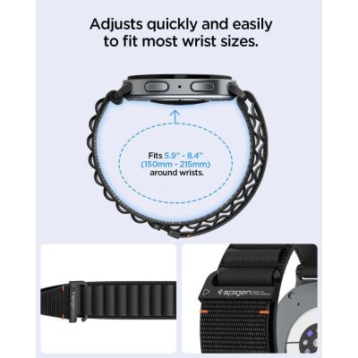 9. Pasek Spigen WBF1 na Samsung Galaxy Watch 40 / 44 / 46 mm - czarny