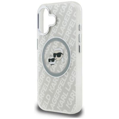 6. Etui Karl Lagerfeld IML Glitter Karl & Choupette Heads Logo MagSafe na iPhone 16 - szare