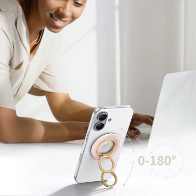 14. Uchwyt magnetyczny Tech-Protect MMR700 Lamano MagSafe na telefon - różowo-złoty