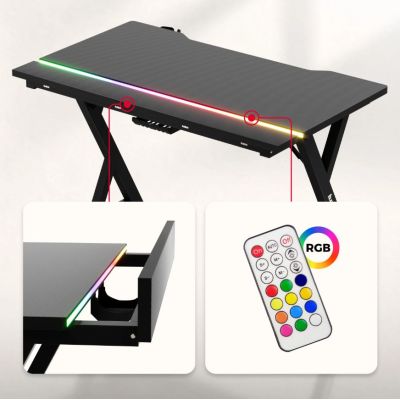 5. Biurko gamingowe Huzaro Hero 2.4 RGB Black