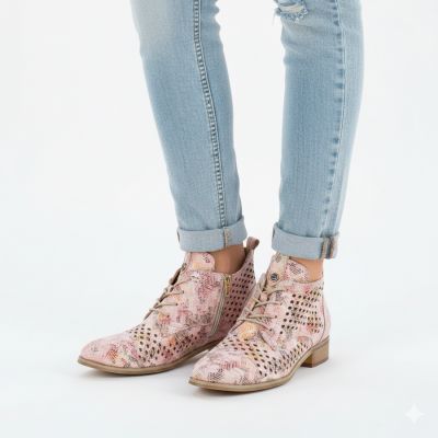 5. Botki damskie ażurowe w kwiaty multikolor Potocki SZ12091