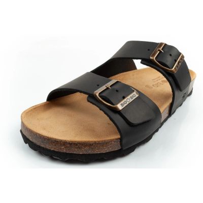3. Bio Bio buty laczki męskie klapki profilowane skóra naturalna czarne