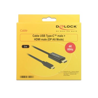 3. DeLOCK 85291 adapter kablowy 2 m USB Type-C HDMI Czarny