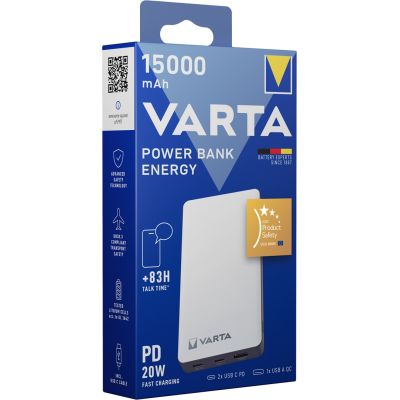 9. Varta Energy 15000 Litowo-polimerowy (LiPo) 15000 mAh Czarny, Biały