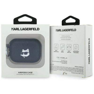 4. Etui Karl Lagerfeld Monogram Choupette Head na AirPods Pro 3 - czarne
