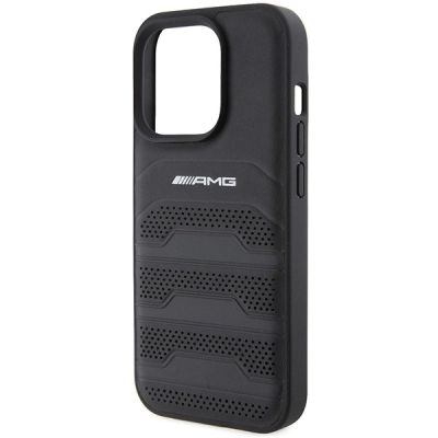6. Etui Mercedes AMG Leather Debossed Lines  naiPhone 15 Pro Max - czarne