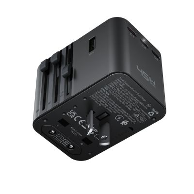 4. Adapter podróżny Acefast Z8 GaN 45W podróżna ładowarka sieciowa 3x USB-C + 2x USB-A z gniazdkiem AC 2500W - czarna