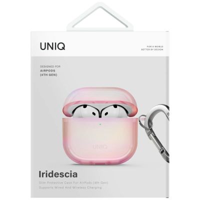 4. Etui UNIQ Iridescia na AirPods 4 Hang Case - holo różowe