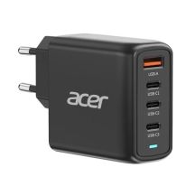 Acer 100W PD GaN Charger, 3 x USB C and 1 x USB A, EU Plug, 100W USB-C cable, Black, Retail Pack