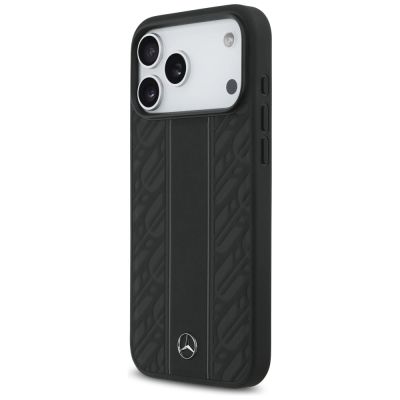 2. Etui Mercedes Leather Laurel Leaves Stripes MagSafe na iPhone 17 Pro Max - czarne