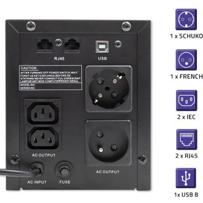 5. Qoltec 53777 zasilacz UPS Technologia line-interactive 2 kVA 1200 W 4 x gniazdo sieciowe