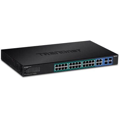 Przełącznik TRENDnet 28 portów zarządzalny Gbit PoE+ 370W WebSmart 19"