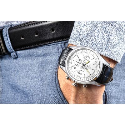 4. Zegarek Męski Giewont Chronograph Sapphire Srebrny GW7650-A1
