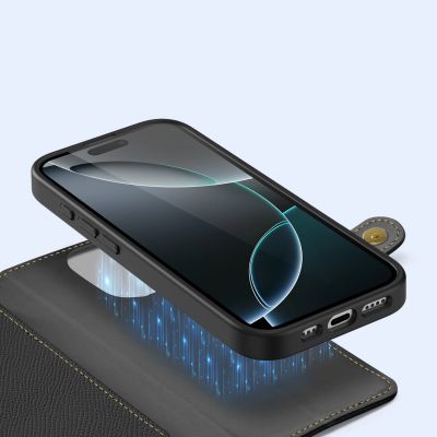 4. Etui skórzane Dux Ducis Lawa na iPhone 16 Pro - czarne
