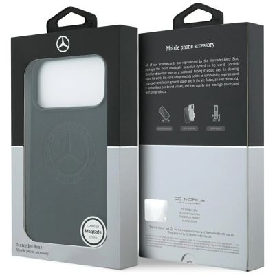 8. Etui Mercedes Leather Vintage Logo MagSafe na iPhone 17 Pro Max - czarne