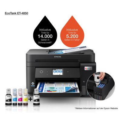 17. Epson EcoTank ET-4850 Atramentowa A4 4800 x 1200 DPI 33 stron/min Wi-Fi