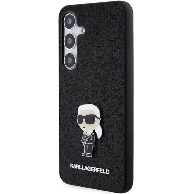 2. Etui Karl Lagerfeld Fixed Glitter Ikonik Logo Metal Pin na Samsung Galaxy S24+ - czarne
