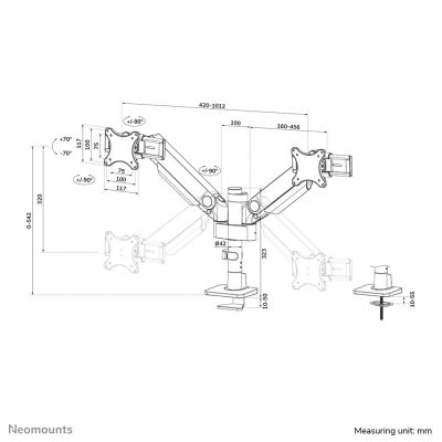 21. Neomounts DS65S-950BL2 uchwyt / stojak do monitorów 86,4 cm (34") Biurko Czarny