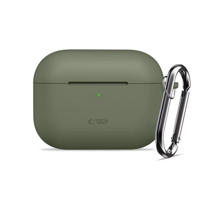 2. Etui Tech-Protect Silicone Hook na AirPods Pro - oliwkowe