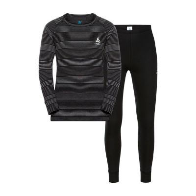 2. Zestaw bielizny dziecięcej Odlo Set long ACTIVE WARM ECO SET roz. 104cm Czarno-Szary