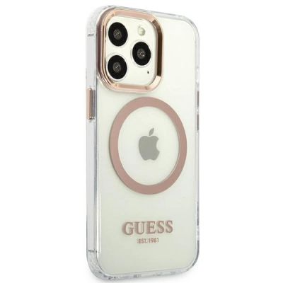 4. Etui Guess Metal Outline MagSafe na iPhone 13 Pro Max - złote