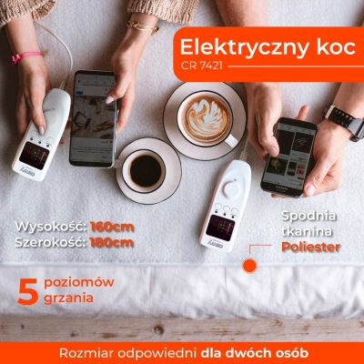 6. Koc elektryczny-podkładowy z czasomierzem  Adler Adler CR 7421 (1600mm / 1800mm)
