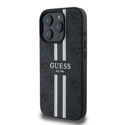 2. Etui Guess 4G Printed Stripes MagSafe na iPhone 16 Pro - czarne