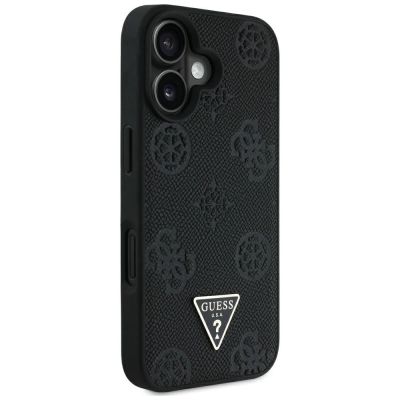 4. Etui Guess Grained Hot Stamp Peony Triangle Logo MagSafe na iPhone 16 - czarne