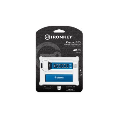 3. Kingston Technology IronKey Keypad 200 pamięć USB 32 GB USB Typu-A 3.2 Gen 1 (3.1 Gen 1) Niebieski