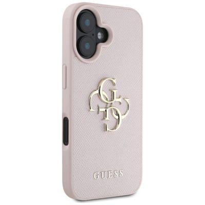 4. Etui Guess Grained Big 4G Logo Small Classic Logo na iPhone 16 - różowe