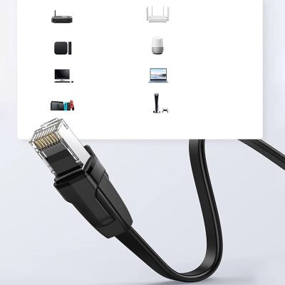 8. Kabel Ugreen NW102 50174 płaski sieciowy LAN Ethernet Cat. 6 2m - czarny