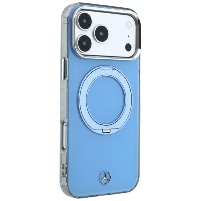 4. Etui Mercedes with ring Stand and Iconic Logo MagSafe na iPhone 18 Pro Max / 17 Pro Max - niebieskie