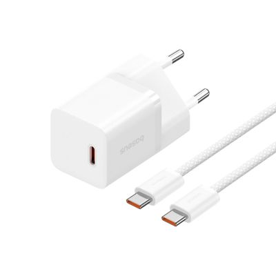 7. Ładowarka sieciowa Baseus GaN5 USB-C 30W z kablem Baseus Dynamic 3 USB-C 100W 1m - biała